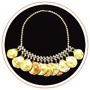 Festoon necklace,
Vendôme, Paris, c. 1960
rhinestones chain and elements in enamelled metal. 
Signed Vendôme Paris