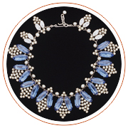 Collar necklace, 
designed by Francis Winter probably for Dior, France, c. 1950
glass pearls and imitation stones. 
Unsigned